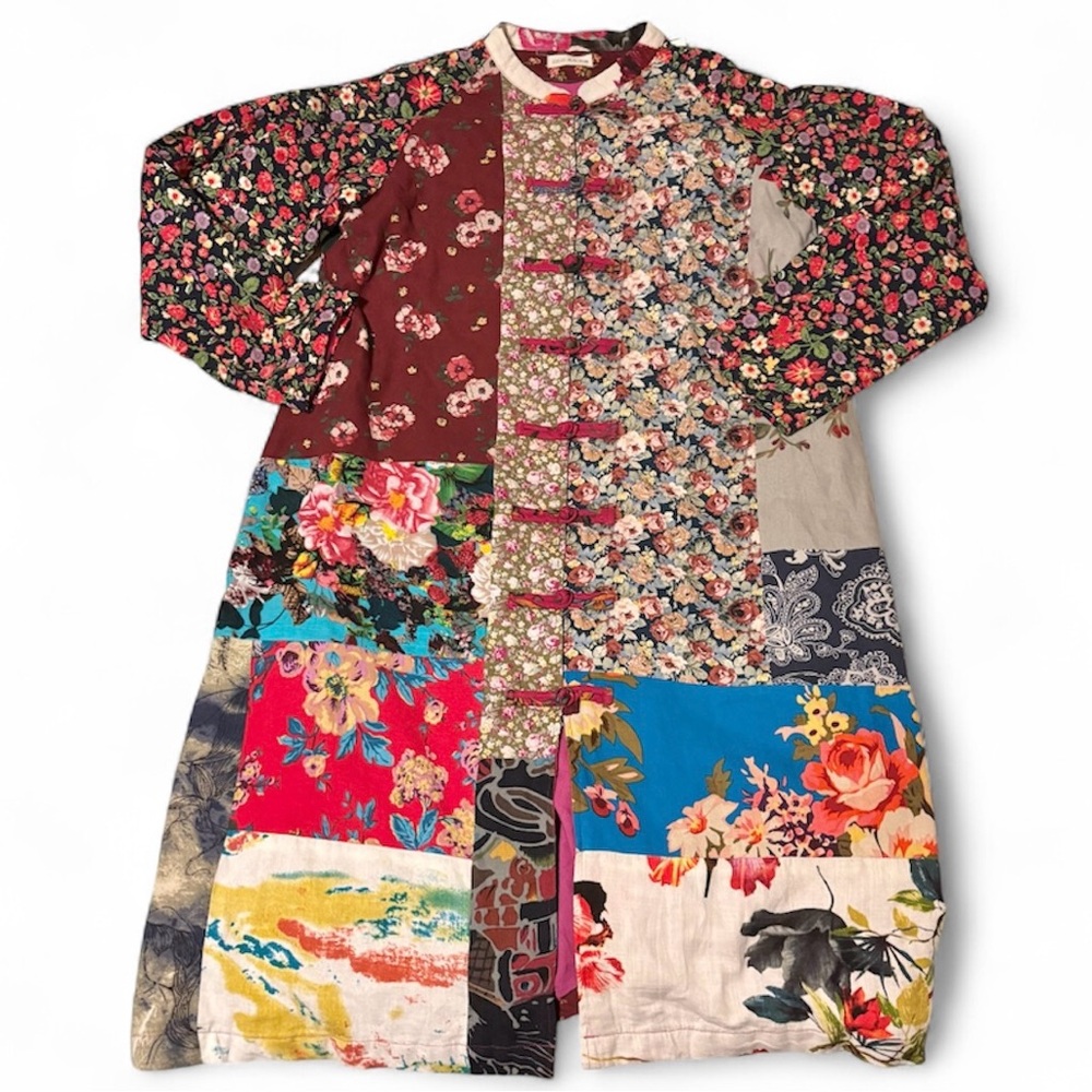 Luan Zai Jiang Nan Womens S Jacket Overcoat Floral Patchwork Asian Housecoat